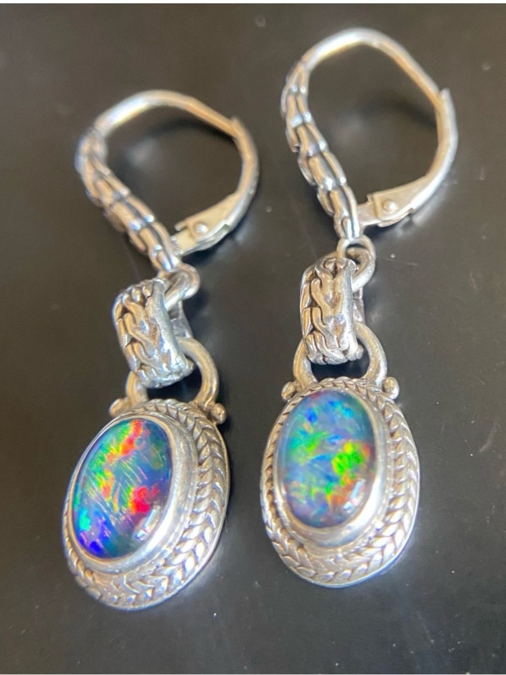 Sarda Sterling Silver & Australian Opal Triplet Earrings